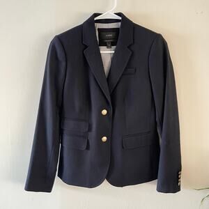J. Crew Schoolboy Wool Blazer Womens 00 Navy Blue Preppy Classic Office Jacket